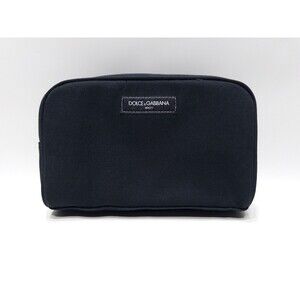 NWOT Dolce & Gabbana Black Canvas Travel Makeup Bag Toiletries 9”x6”x3”